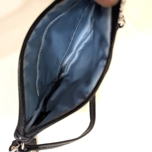 Coach Black and Cream Wristlet Bag with Interlocking C Pattern 7.5"x5" - Picture 8 of 9